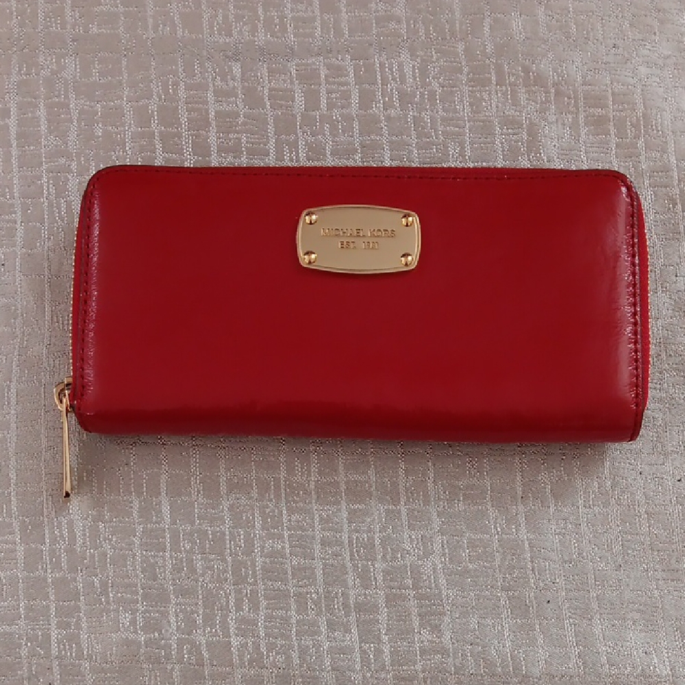 Michael Kors Cherry Red Zip-Around Wallet
